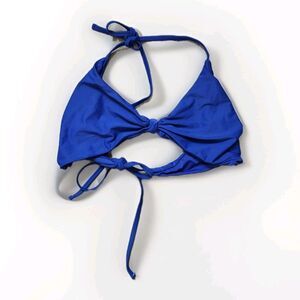 Love & Sports Blue Bikini Top Cutout Tie Halter Swim Womens XL 16-18 EUC